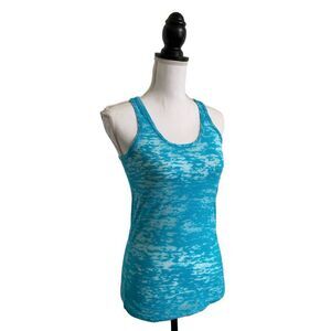 Next Level Apparel Ladies Burnout Racerback Bright Blue & White Size Small